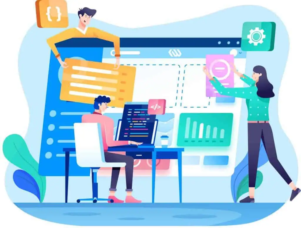 Illustration zu Webdesign, App-Entwicklung und SEO-Leistungen der Krüger Webagentur